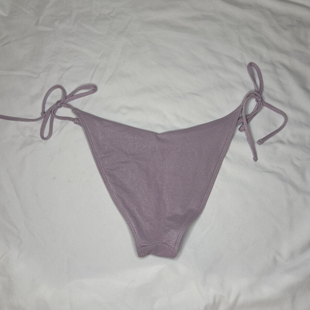 Abercrombie & Fitch Lavender Shimmer Side Tie Bikini Bottoms Swimwear - Picture 3 of 8